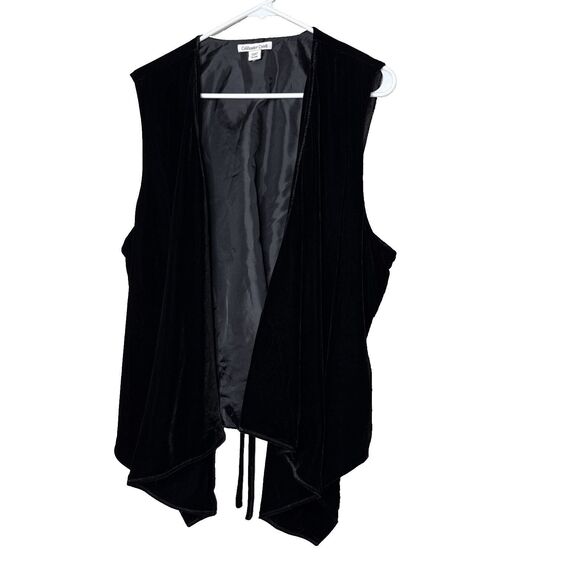 New Coldwater Creek Size XL Velvet Waterfall Open Front Vest Tie Back Sleeveless - Picture 2 of 11